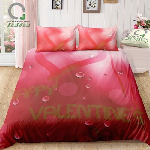 BOMCOM Valentines Day Bedding Set Valentines Day Themed Composition with Cute Vivid Hearts Bokeh Effect 100% Microfiber Red