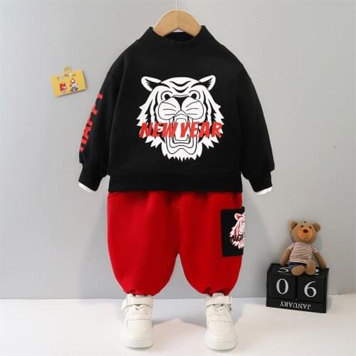 HYLKIDHUOSE 2021 Winter Baby Girls Boys Clothing Sets Infant Newborn Clothes Children Sportswear New Year Kids Plush Tops Pants