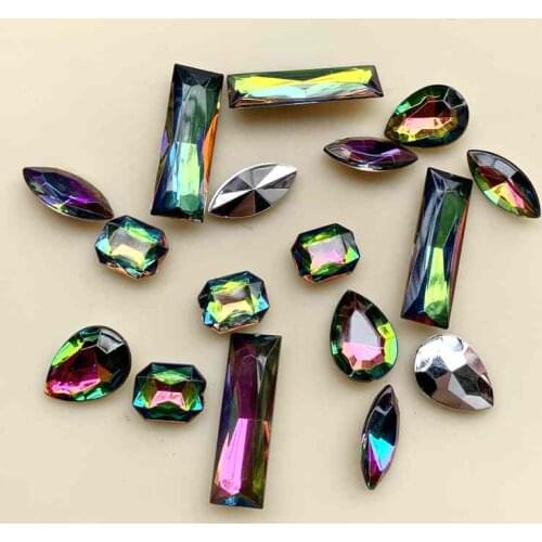 Horse eye& square& Water Drop&rectangle AB Pointback Acrylic Rhinestones wedding Decorations clothing DIY craft Gems