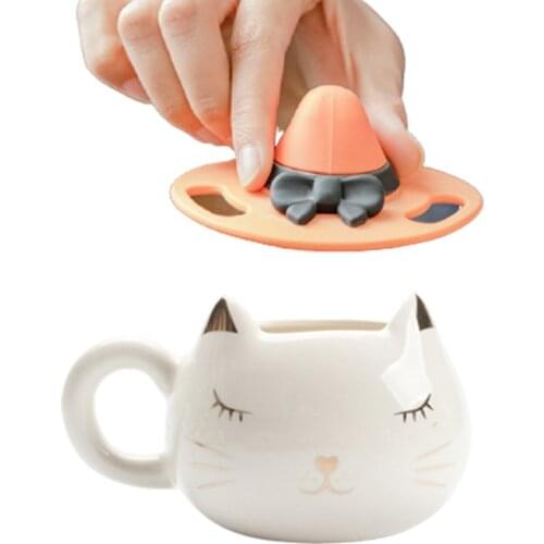 Cat Mug with Lid Creative Cute Kitten Breakfast Cup Animal Shaped Cat Cup Mug Coffee Tea Milk Animal Cups Gift