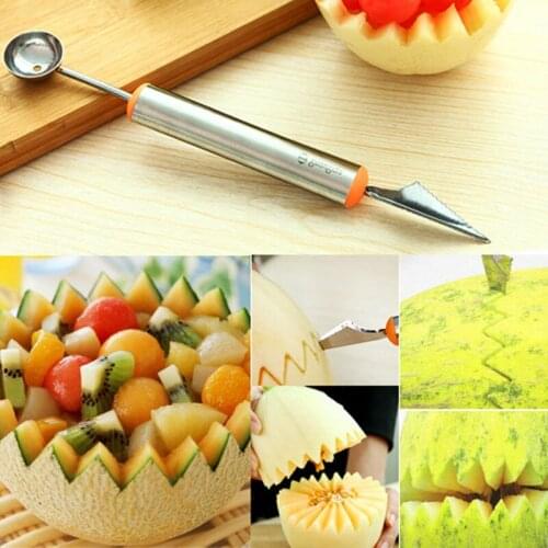 Best selling SUS304 stainless steel fruit ball digger platter ball scoop carved knife cut watermelon ice cream platter spoon