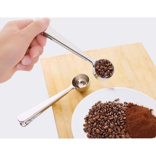 Multifunction Tea Coffee Measuring Cup With Clip Stainless Steel Coffee Scoop Spoon Kitchen Supplies @2