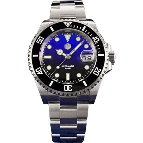San Martin Men Diver Watch Mens Automatic Watches Wristwatch Sapphire 600M Waterproof BGW-9 Luminous Ceramic Bezel Helium Device