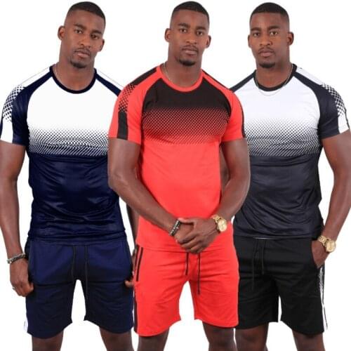 Men Tracksuits Short Sleeve T-shorts And Short Sport Suits Sweatsuits Sportswear Male Summer 2 Piece Set Casual Clothes