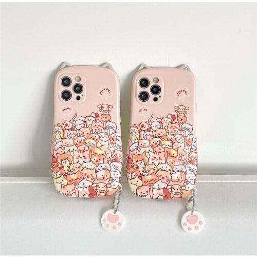 3D Cute Funny cat Soft Silicone Phone Case For iPhone 7 8 Plus X XR xs max 11 12 pro Max Cover cases With HairBall Lanyard capa