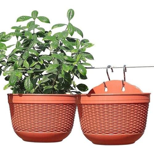 Flower Pots Set of 2,Plastic Hanging Planters Outdoor for Garden Fence Patio Home Ornaments Wall Flower Holders