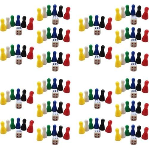 120x Chess Set 6 Color And 20pcs Dice Plastic Toys For Children