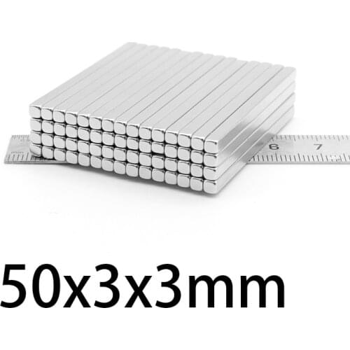 20pcs 50x3x3mm Neodymium magnet small Block strong magnet super powerful Permanent magnetic permanent rectangle magnet