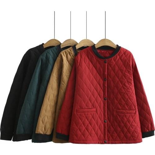 Plus Size Coat For Women Large Size Long Sleeve Stand-Up Collar Plus Thicken Winter Jacket With A Cotton Mezzanine In The Middle