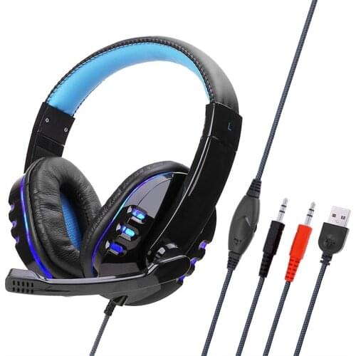 Wired Computer Gaming Headphones Portable Over-ear Game Headset With Microphone AUX+USB Port Volume Control For Desktop