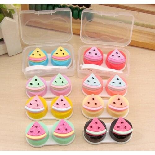 Random Color Cute Watermelon Glasses Contact Lenses Box Fruit Contact Lens Case For Eyes Care Kit Holder Container Gift