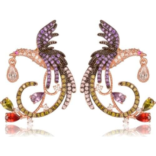 GrayBirds Luxuriant Chromatic Phoenix Earrings For Fashion Lady QTE042