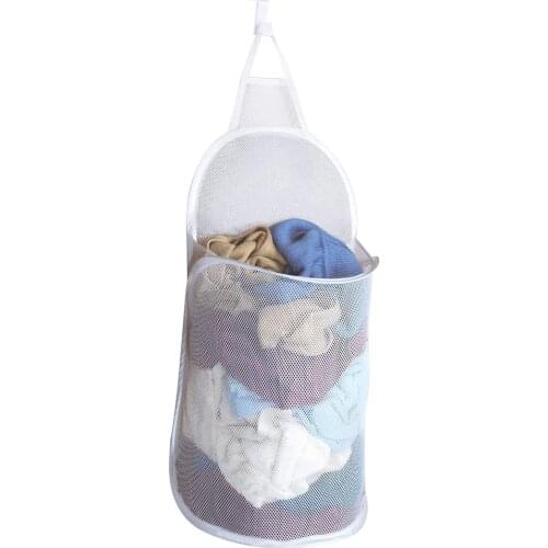 Mesh Storage Bag Foldable Laundry Pouch Hanging Storage Basket Hidden Reduce Odors Use Gift For Friends With Children At Home