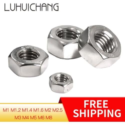 LUHUICHANG m1 m1.2 m1.4 m1.6 m2 m2.5 m3 m4 m5 m6 or m8 (20pcs) Stainless Steel Metric Thread Hex Nut Hexagon Nuts Metric Nut