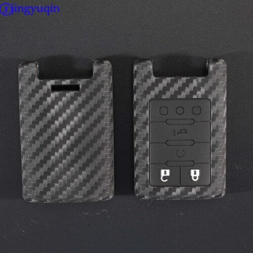 Jingyuqin Carbon Fiber Patten Silicone Car Key Shell For Cadillac SLS CTS ATS CTS SRX XTS Seville Escalade Case Cover