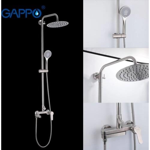 GAPPO Shower faucets set Bathroom Cold and Hot Water 304 Stainless Steel bathroom Mixers shower set Big Round over head