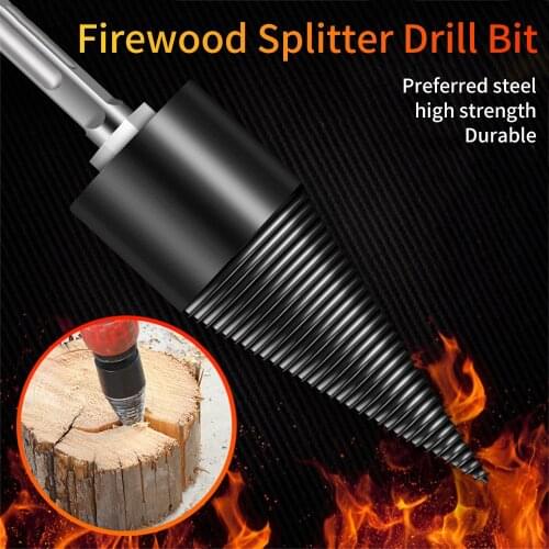32mm/42mm HSS Firewood Splitter Drill Bit Round/Hex/Triangle Shank Wood Split Cone Drill Bit Woodworking Tools