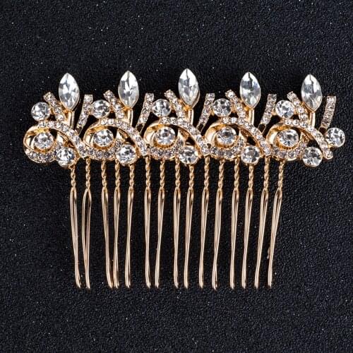 Carddoor Crystal Wedding Hair Combs Silver-plated/Gold Hair Accessories for Bridal Plant Headpiece Women Bridal Hair Jewelry