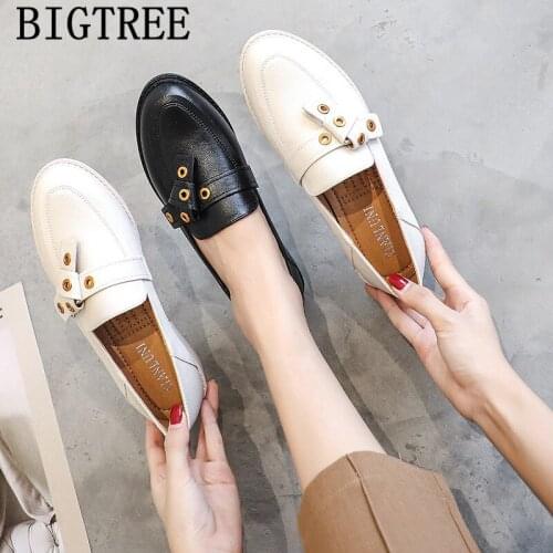 Leather Shoes Women White Work Shoes Women Black Flats Womens Shoes Comfort Scarpe Donna Zapatos Oxford Mujer Slip On Feminino