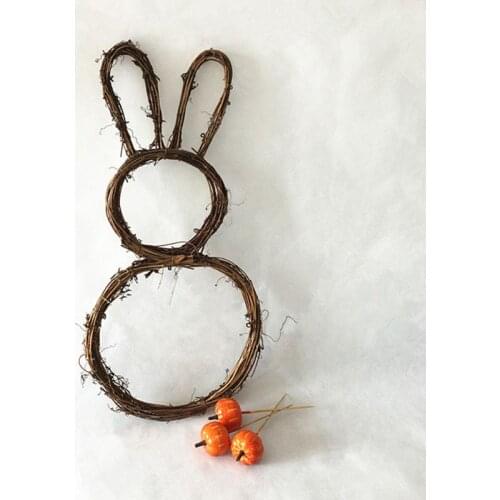 DIY Rattan Bunny Rabbit Wreath Garland Door Window Wall Hanging Ornament Christmas Easter Decoration