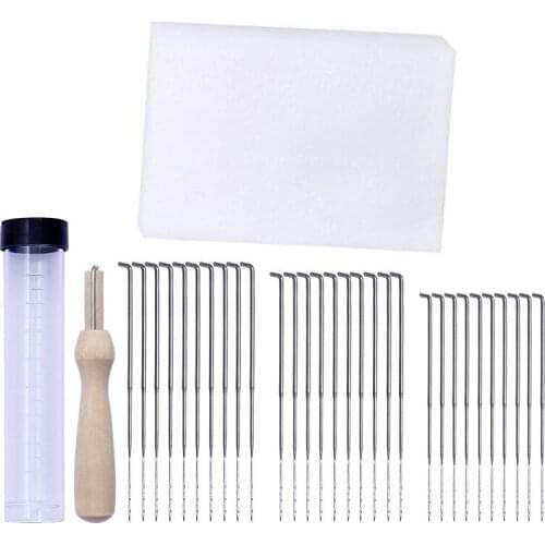 3 Sizes Felting Needles Felt Tools with Clear Bottle 1 Wooden Handle Felting Needles Kit DIY Pin Felt Tool Set