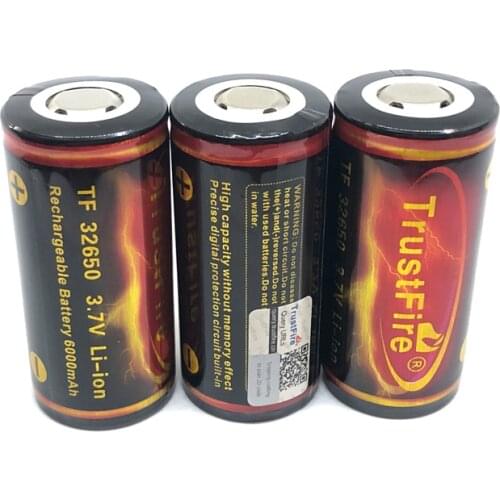 Large Capacity High Quality TrustFire Battery 32650 3.7V 6000mAh Rechargeable Lithium Batteries with PCB Protected Board