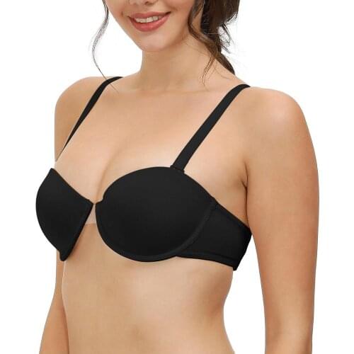 Vgplay Padded Push Up Women Bra Multiway Supportive Convertible Bras For Women Plus Size Transparent Straps Band Bralette