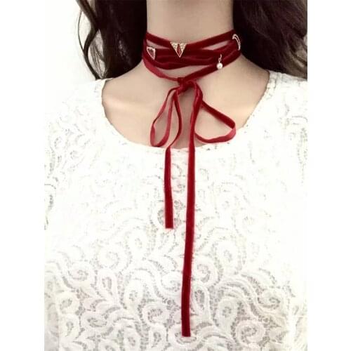 Gothic Black Red Velvet Choker Necklaces for Women Bohemian Knot Multilayers Necklace Party Bijoux Jewelry Birthday Gift