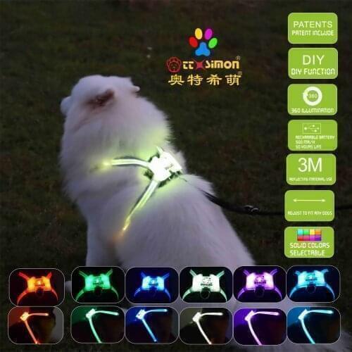 CC Simon Dogled usb rechargable xl dog harness Puppy Lead Pets Vest