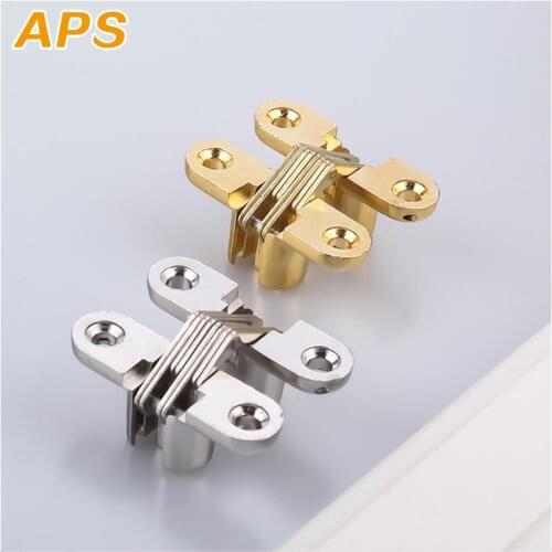 1pcs Hidden Hinges 8x42MM Invisible Concealed Cross Door Hinge Bearing 180D With Screw For Folding Door/Window Furniture DIY