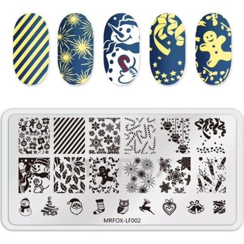 1Pcs Rectangle Christmas Nail Stamping Plates Snowflakes Pattern Nail Art Stamp Stamping Template Image Plate Stencils