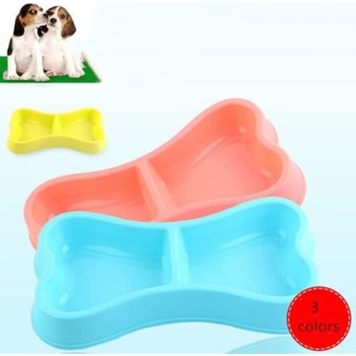 1PC High Quality Plastic Dog Bowls Bone-shaped Candy Color Dog Feeder Eco-friendly Double-head Bowls dog bowls pet feeder