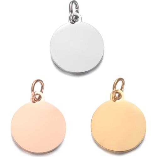 10Pcs/lot Stainless steel circular polished pendant pendant mirror finish with 0.7x5mm ring DIY accessories DSCSL6969