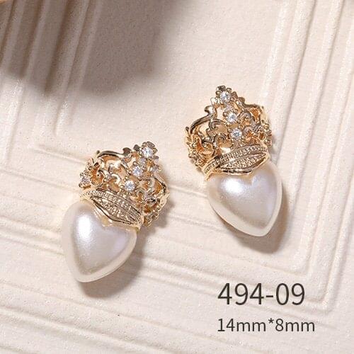 10pcs Luxury Crown Zircon Pearl Crystals Rhinestones Nail Art Decorations Jewelry Nails Accessories Decoration Charms Supplies