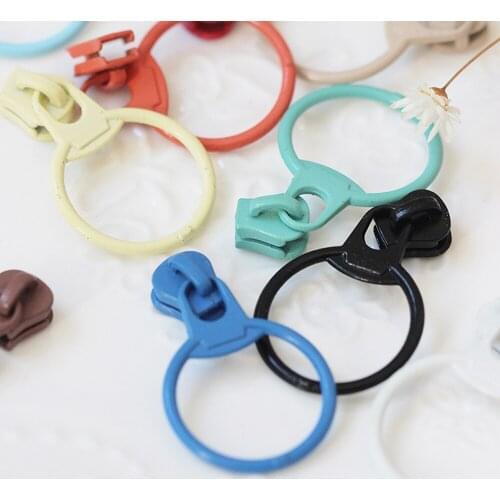 100pcs Sweet Candy Ring Model 3 #3 Nylon Zipper Head+Puller Slider for Clothes Bag Sewing Accessories