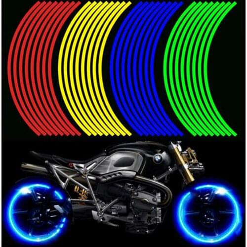 12Inch Reflective Motocross Bike Motorcycle Sticker for 16 Strips Motorcycle Auto Wheel Rim Motorbike Moto Stickers Car Styling