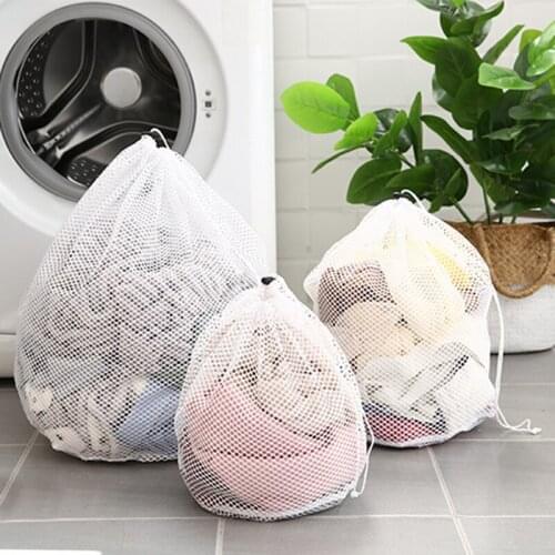 3PCS Drawstring Large Size Washing Laundry Bag Clothing Care Foldable Protection Net Underwear Bra Socks Washing Machine Clothes