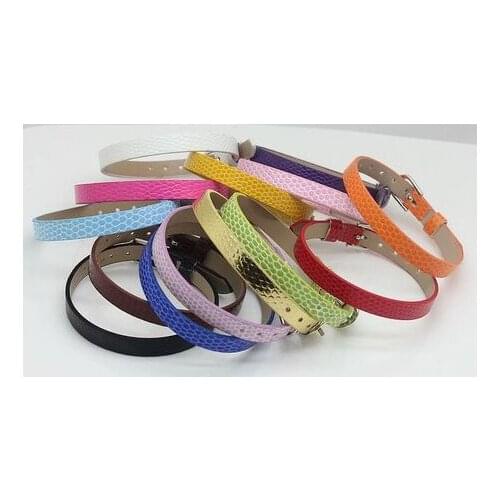 50 strips 8mm wide / 21cm length Snake Skin PU Leather Wristband Bracelet fit for 8mm diy slide charms