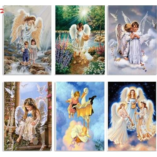 5D Diamond Painting Cross Stitch Religion Diamond Embroidery Angel Girl Picture Landscape Wall Sticker Full Diamond Mosaic 6Ts01
