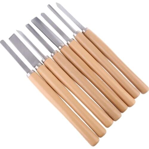8PCs Wood Carving Knife Lathe Chisel Set Turning Tools Woodworking Gouge Skew Parting Spear Drop Ship