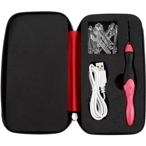 9 in 1 USB LED Light Up Crochet Hooks Knitting Needles Set Weave Craft Tools Kit C66