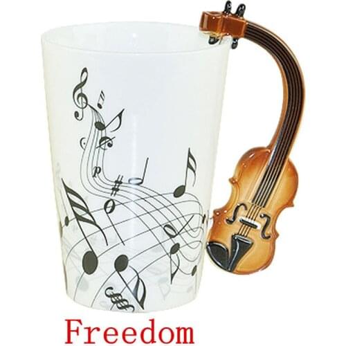 Free Shipping High Quality 60pcs/lot Music Cup Violin Enamel Cup Tea Cup Ceramic Cup Great Gift