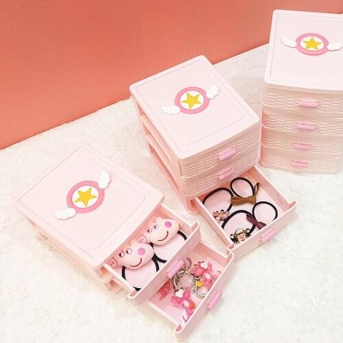 Anime Card Captor Sakura cosplay lovely pink jewelry cosmetics storage box drawer room desktop small objects square box