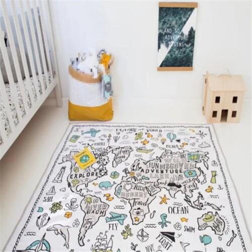 Baby Play Mats Kids World Map Nordic Rug Crawling Childrens Carpet In The Nursery Toys Infant Gym Playmat Kids Room Decor Gift