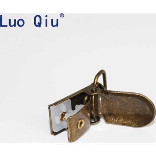 Luo Qiu 15mm 0.6 Inch Baby Round Metal Pacifier Clip Suspender Pica Holders Clips Antique Bronze Garment Accessories 50pcs/lot
