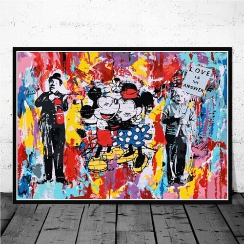 Disney Graffiti Art Mickey Mouse Canvas Painting Prints Posters Wall Street Art Pictures for Living Room Home Decoration Cuadros