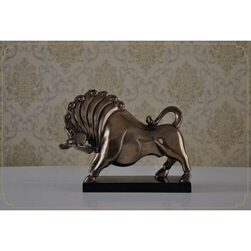 Simulation animal bull art decoration resin cattle model handicraft sculpture living room office decoration business gift a2220