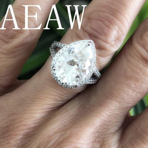 Pear Shape Engagement Ring 5.5ct Pear Shape Supernova Moissanite Engagement Ring for Women Solid 14K White Gold