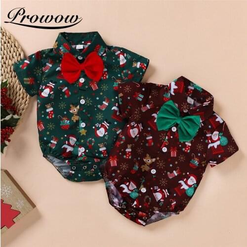 Prowow Gentleman Babys Rompers Christmas Costume For Kids Newborns Boys Clothing Festival Party Baby Boy Bobysuits With Bowtie