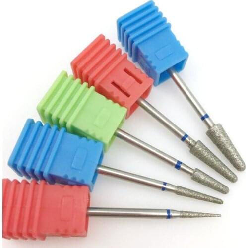 5 Type Cone Diamond Nail Drill Bit 3/32" Rotary Burr Bits For Manicure & Pedicure Drill Accessories Nail Beauty Tools
